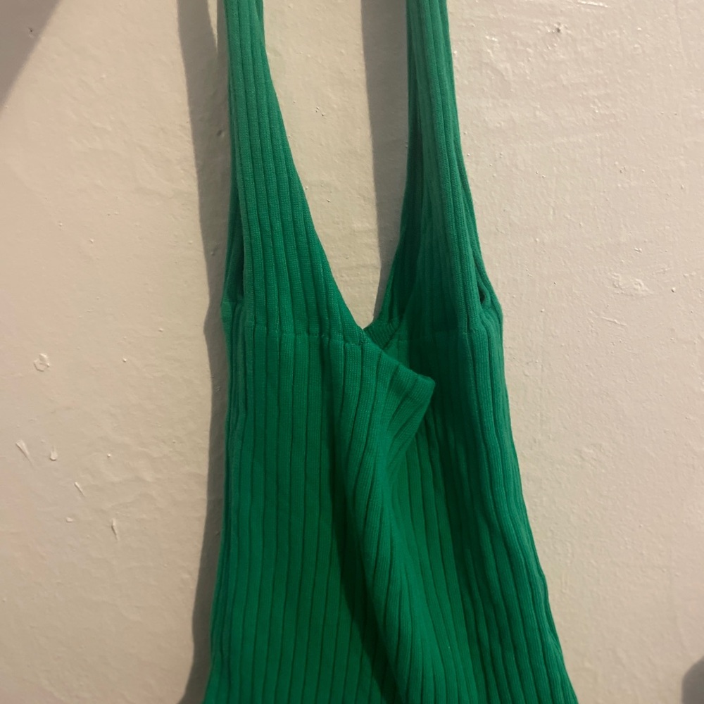 Green Ribbed Cotton Shoulder Spring Bag
